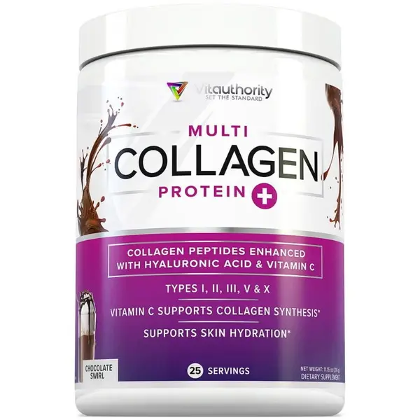 Colagen cu Peptide Imbunatatite cu Acid Hialuronic, Vitamina C si Aroma de Ciocolata 316g