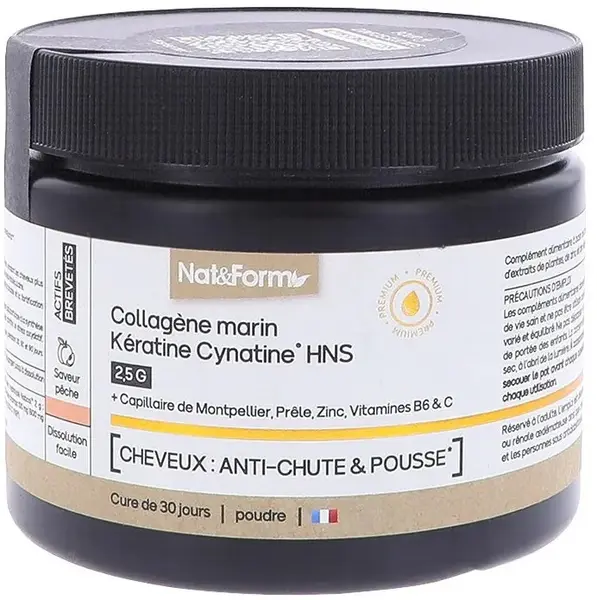 Colagen marin hidrolizat + KeratinăHNS, 120 g, Nat&Form