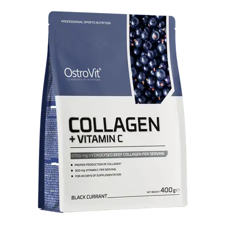 Colagen + Vitamina C cu aroma de coacaze, 400g, OstroVit