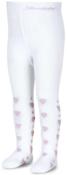 Colanți din bumbac pentru copii Sterntaler - Cu inimioare roz, 62 cm, 3-4 luni