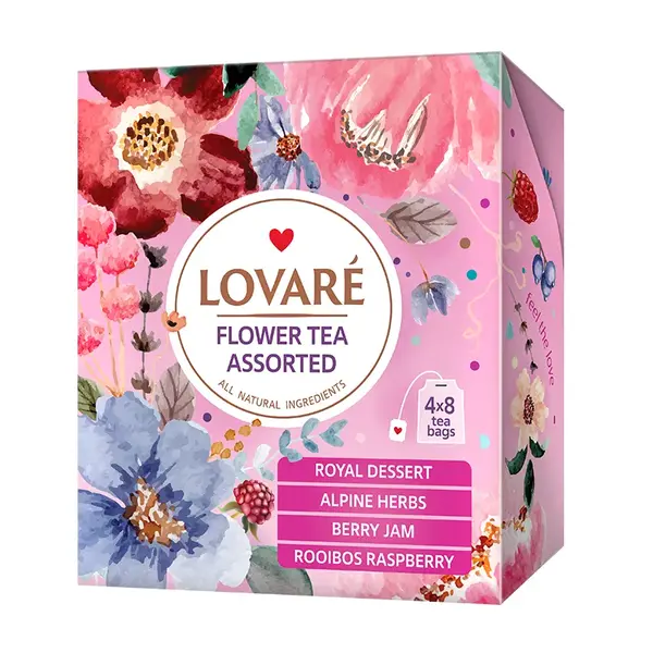 Colectie ceai Lovare Flower asortat 32 plicuri 4 arome 48 g Colectie ceai Lovare Flower asortat 32 plicuri 4 arome 48 g