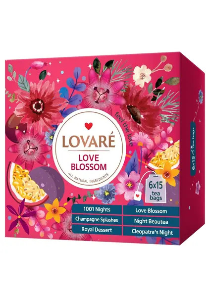 Colectie ceai Lovare Love Blossom asortat 90 plicuri 6 arome 165 g Colectie ceai Lovare Love Blossom asortat 90 plicuri 6 arome 165 g