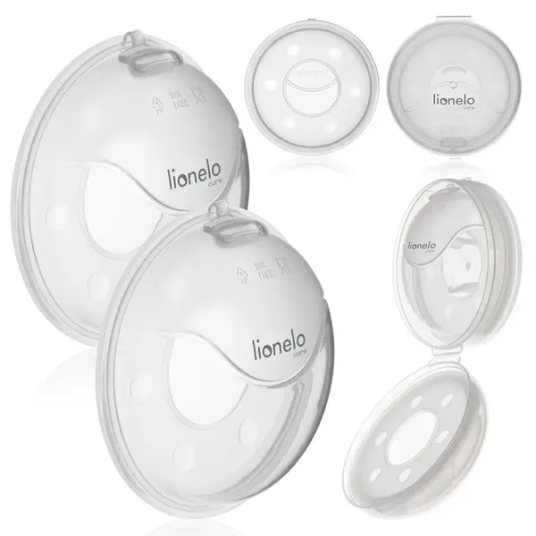 Colector de lapte, Lionelo, Milky, 2 buc, Se potriveste tuturor sutienelor, Cutie depozitare igienica inclusa, Fara bisfenol A, Capacitate 40 ml, Transparent