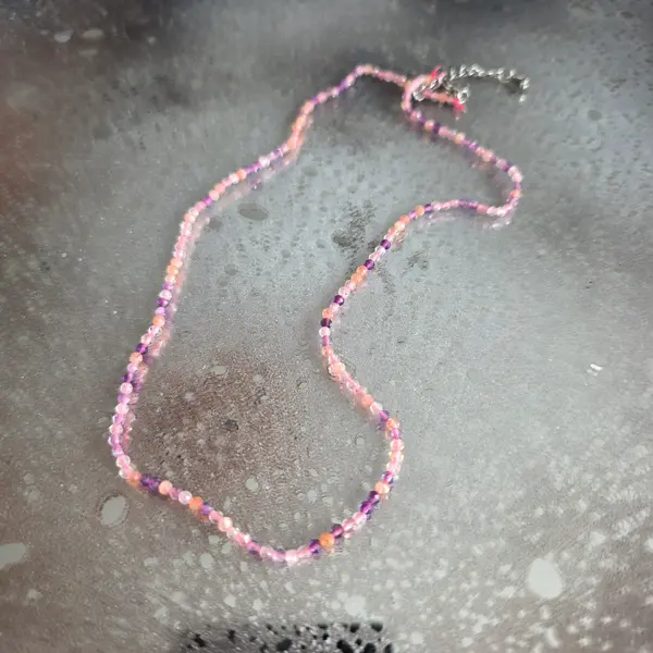 Colier Ametist Cuart Roz Citrin sfere 2 mm