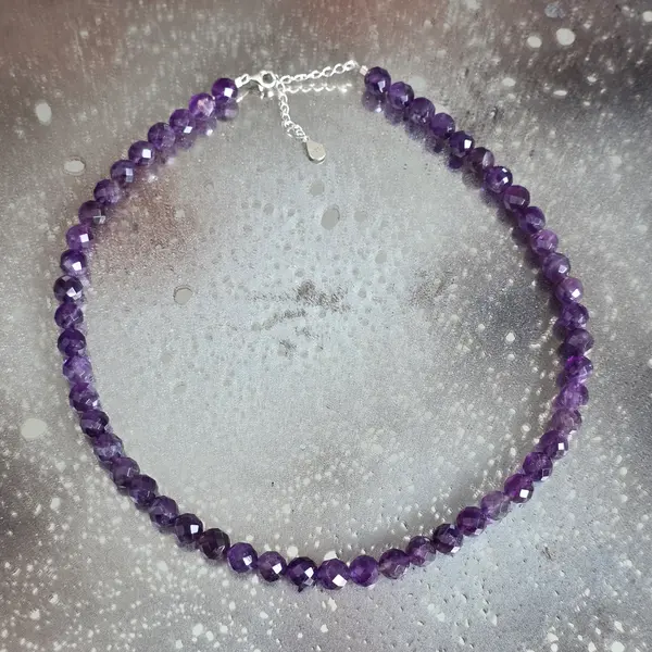 Colier cu ametist natural fatetat Aurora#117