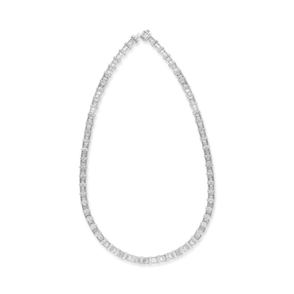 Colier din aur alb cu diamante baguette si rotunde de 13.29ct