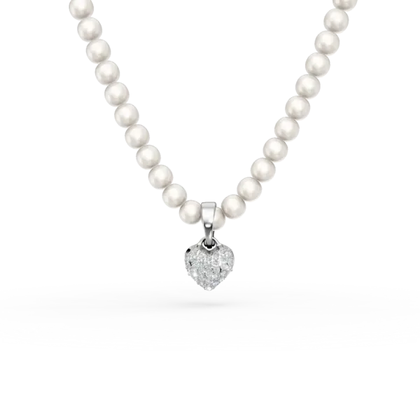 Colier din aur alb cu perle de cultura de 45ct si diamante de 0.1ct
