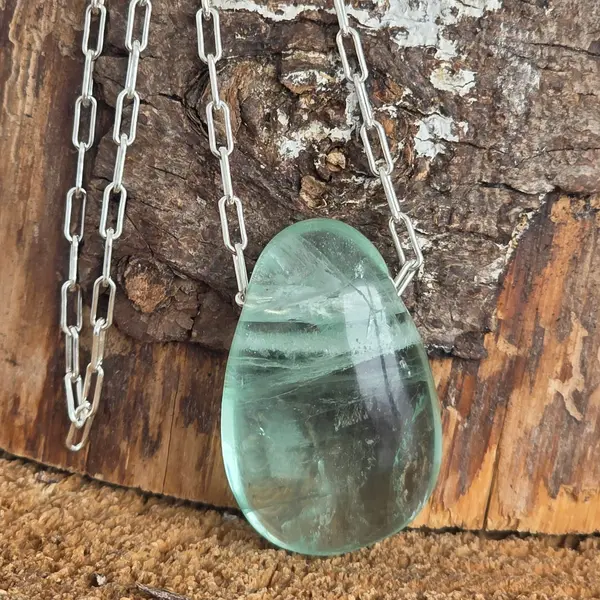 Colier fluorit verde model SILVER DROP