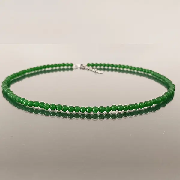 Colier Kaskadda Jad Verde Malaezian de 4 mm si Inchizatoare din Argint KASKADDA