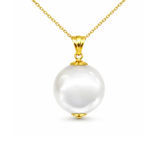 Colier Perla Edison Alba, 11,5-12 mm, Aur Galben 14K (aur 585) KASKADDA