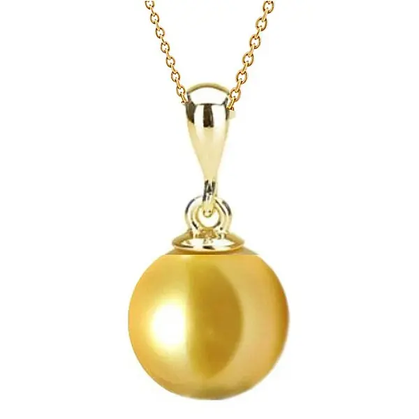 Colier Perla Naturala Akoya Aurie 8 mm, AAA, Aur Galben 14K KASKADDA