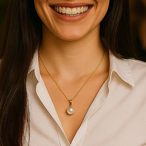 Colier Perla Naturala Alba, 10-10,5 mm, Aur 14K (aur 585) KASKADDA