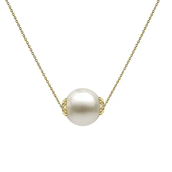 Colier Perla Naturala Alba 9-10 mm, Calitate AAA, Aur 14K KASKADDA