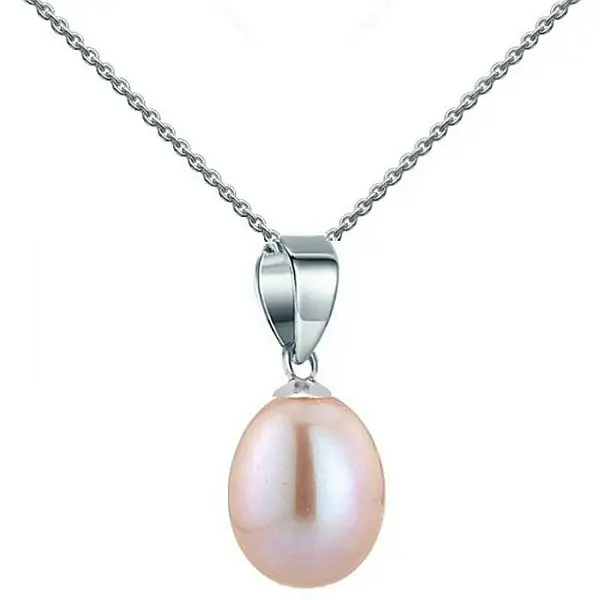 Colier Perla Naturala Lavanda, Lacrima, 6 8 mm si Aur Alb 14K (aur 585) KASKADDA