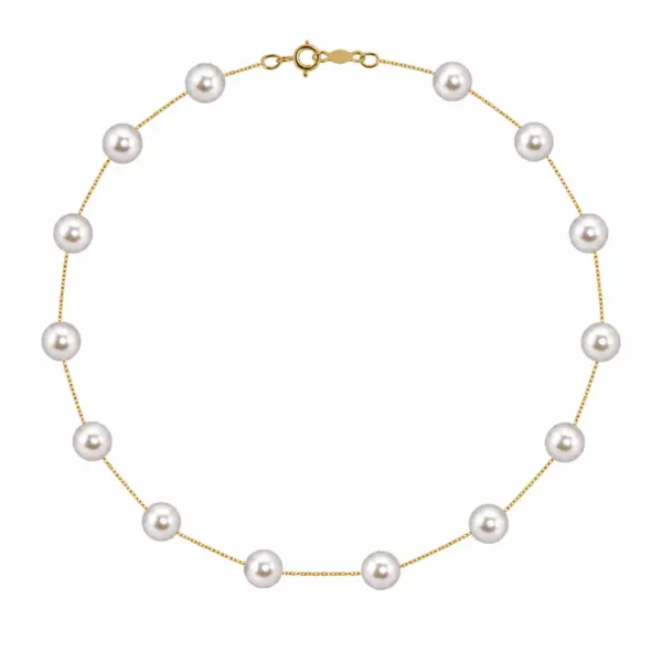 Colier Perle Akoya Japoneze 5,5-6 mm, Aur Galben 14K KASKADDA