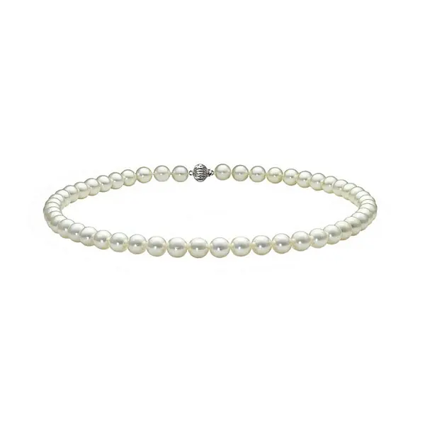 Colier Perle Akoya Japoneze 5,5-6 mm, Inchizatoare Sferica Aur Alb 14K KASKADDA