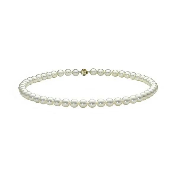 Colier Perle Akoya Japoneze 5,5-6 mm, Inchizatoare Sferica Aur Galben 14K KASKADDA