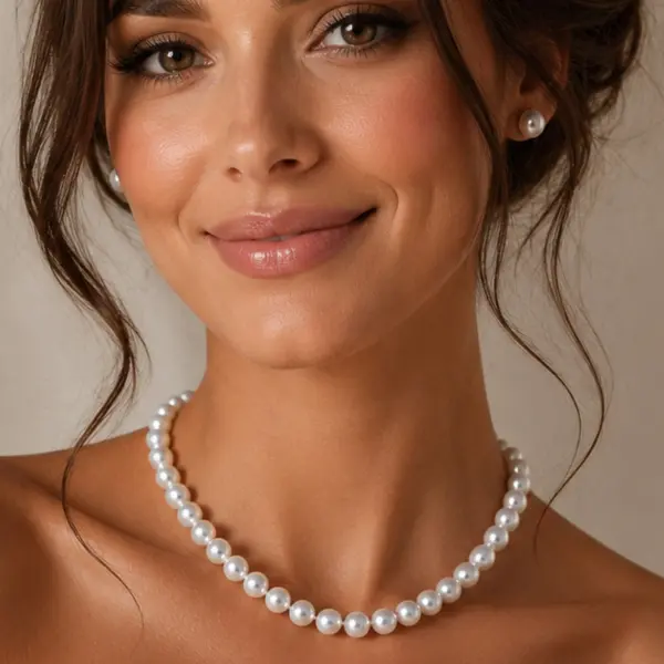 Colier Perle Akoya Japoneze, AAA, 7,5-8 mm, Aur Alb 14K KASKADDA