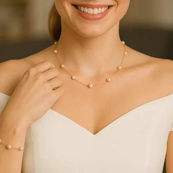 Colier Perle, Model Office, de 7-8 mm, Calitate AAA, Aur 14K KASKADDA