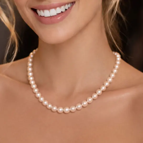 Colier Perle Naturale Albe 6, 7 mm, Rotunde, Argint 925 KASKADDA