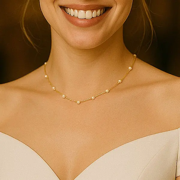 Colier Perle Naturale, Office, 4-5 mm, Calitate AAA, Aur 14K KASKADDA