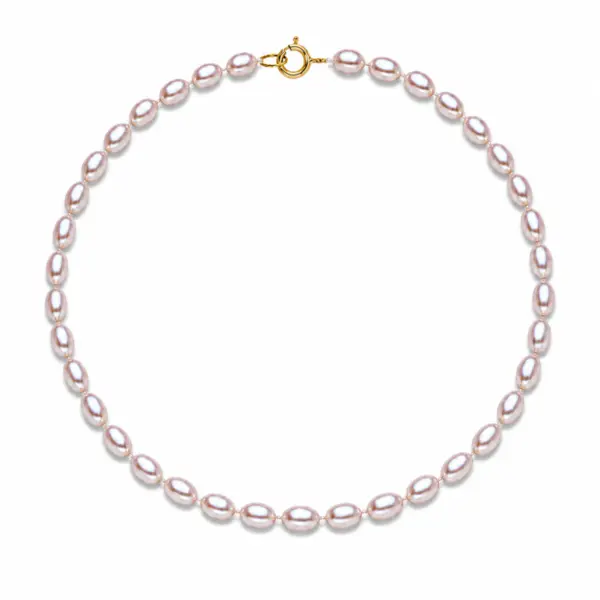 Colier Perle Naturale Ovale Lavanda cu Inchizatoare Aur 14K (aur 585) KASKADDA