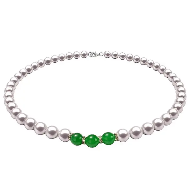 Colier Perle Naturale si Jad Verde, Inchizatoare Argint 925 KASKADDA