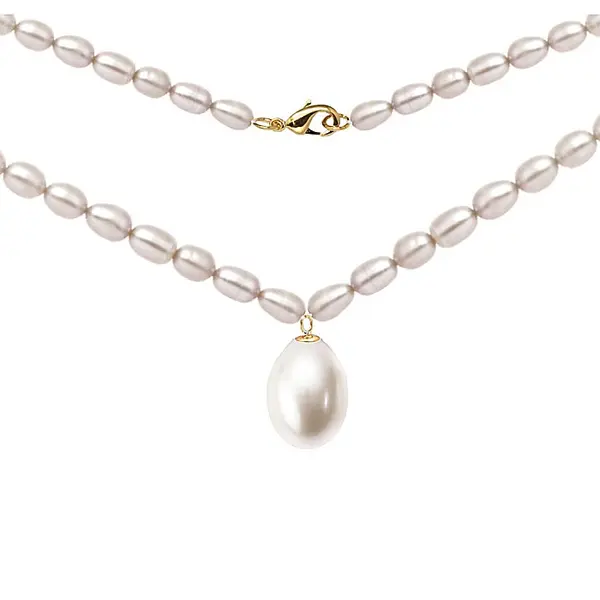 Colier Perle Naturale si Pandantiv cu Perla Lacrima Rara, Aur 14K (aur 585), Model Princess KASKADDA