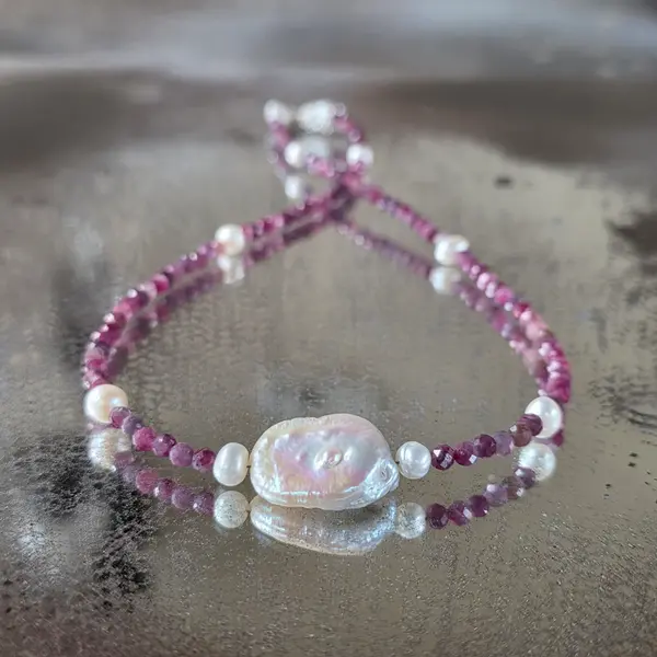 Colier perle si rubin Ruby#24