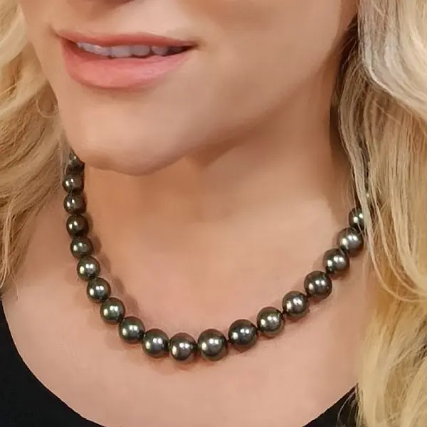 Colier Perle Tahitiene 9-11 mm, AAA, Aur Alb 14K KASKADDA