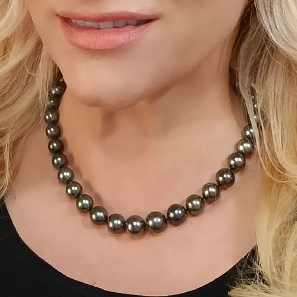 Colier Perle Tahitiene 9-11 mm, AAA, Aur Galben 14K KASKADDA