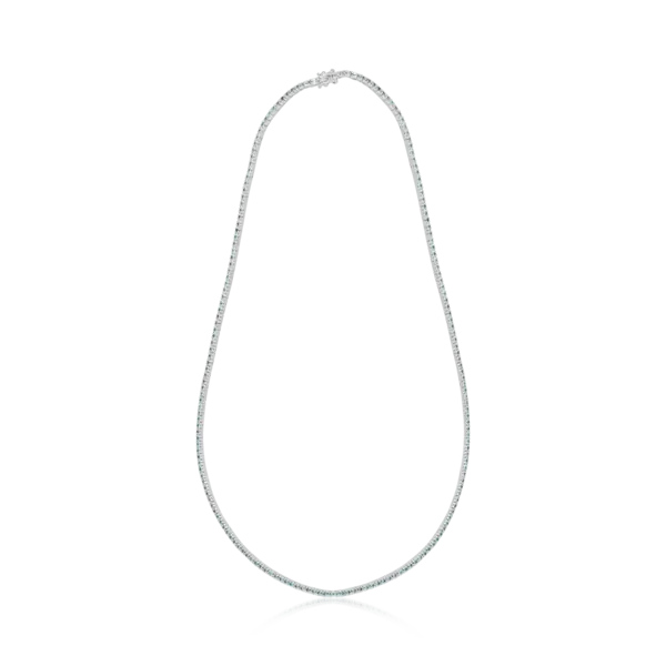 Colier tennis din aur alb cu diamante albastre de 4.35ct