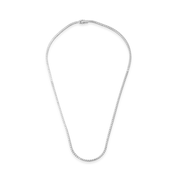 Colier tennis din aur alb cu diamante de 0.95ct