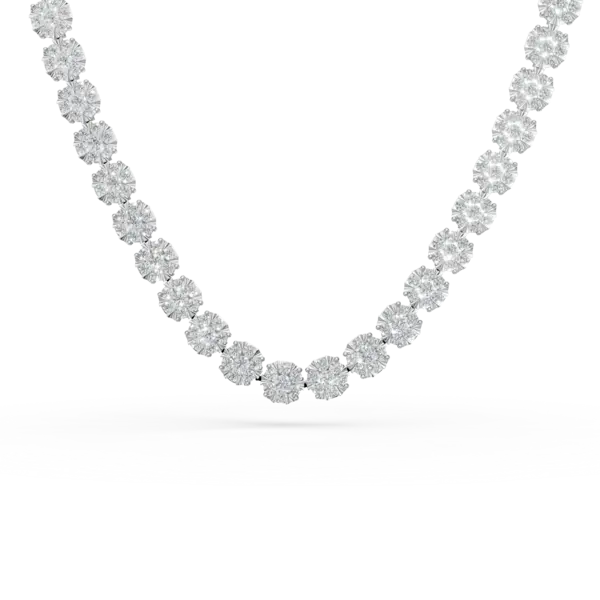 Colier tennis din aur alb cu diamante de 3ct