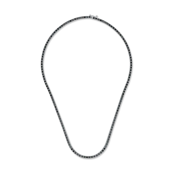 Colier tennis din aur alb-negru cu diamante negre de 3ct