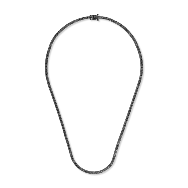 Colier tennis din aur negru cu diamante negre de 3ct