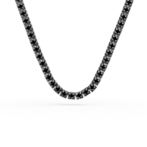Colier tennis din aur negru cu diamante negre de 7ct