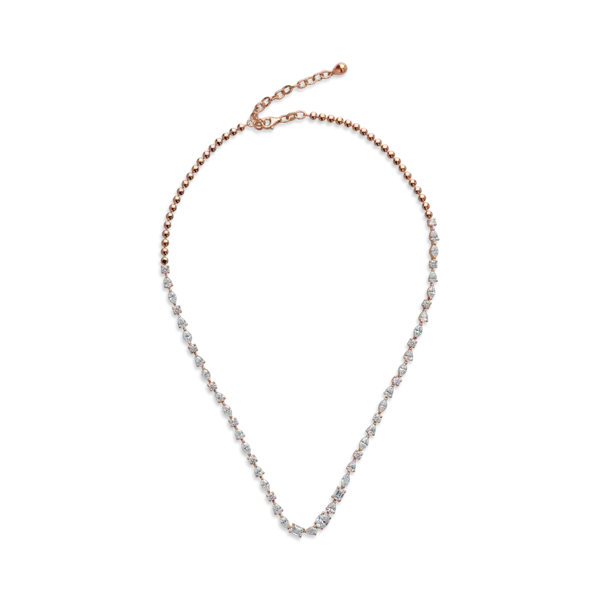 Colier tennis din aur roz cu diamante de 6.69ct