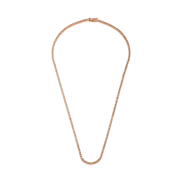 Colier tennis din aur roz cu diamante maro de 4.3ct