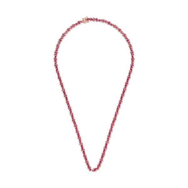 Colier tennis din aur roz cu rubine marquise de 17.2ct si diamante de 0.8ct