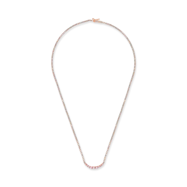 Colier tennis din aur roz cu safire de 0.5ct si diamante de 3.6ct