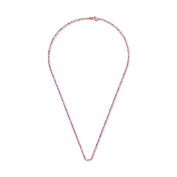 Colier tennis din aur roz cu safire roz de 5.4ct