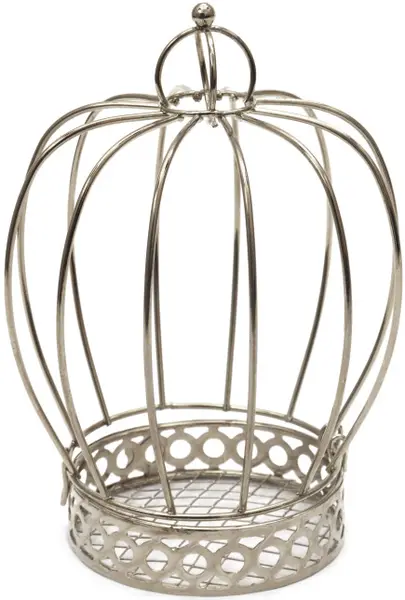 Colivie metalică Em Art - Coroană, 12 x 8 cm, argintiu