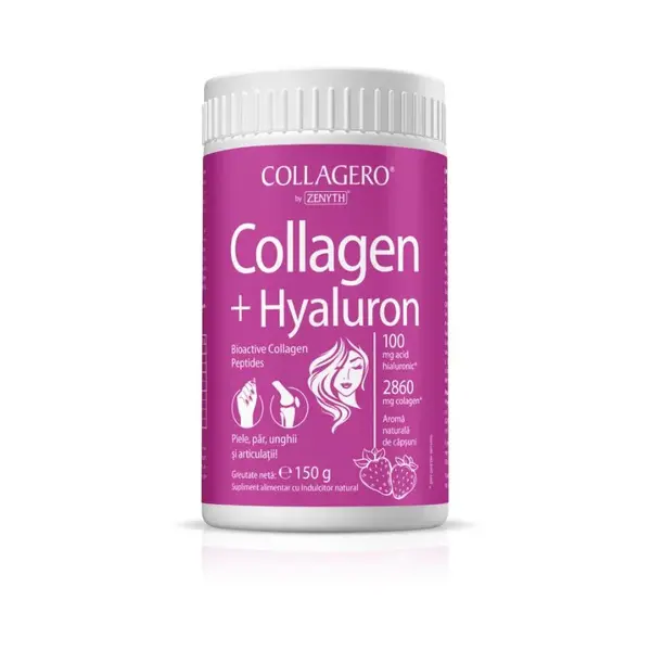 Collagen + Hyaluron cu aroma de capsuni Collagero, 150g, Zenyth