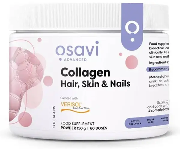 Collagen Peptides Hair, Skin & Nails, fără gust, 150 g, Osavi