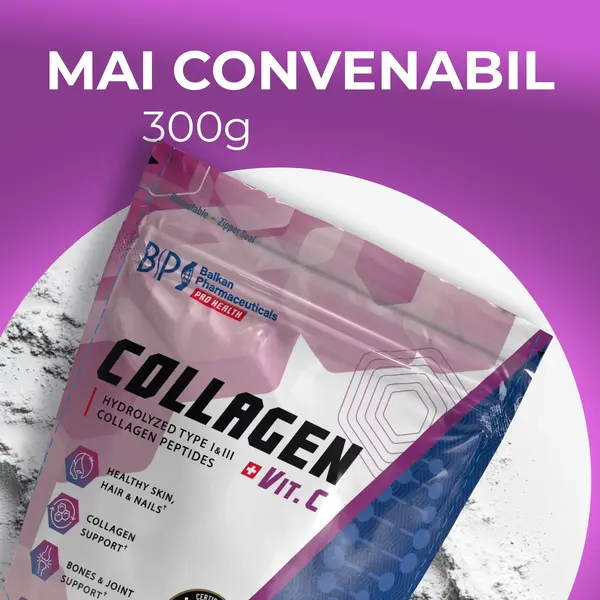 Collagen + Vit. C, 300g, 30 de porții, pulbere