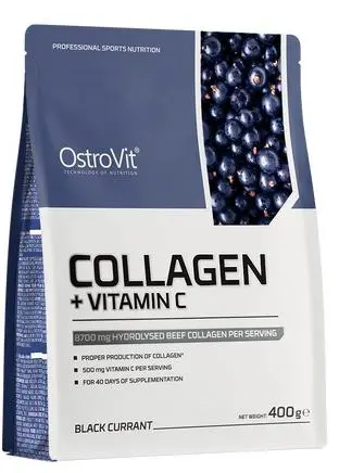 Collagen + Vitamin C, coacăze negre, 400 g, OstroVit