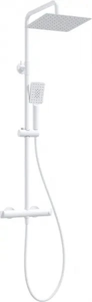 Coloana de dus cu palarie, para de dus si baterie cu termostat, alb, Deante Therm