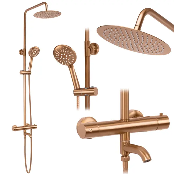 Coloana de dus cu termostat REA Lungo Copper Brush