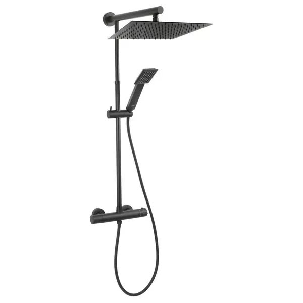 Coloana de dus negru mat cu baterie termostatata Ferro,Trevi Square Black